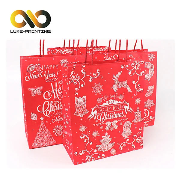 Индивидуальный фирменный знак печати Рождественский подарок упаковка небольшой бумажный пакет для подарка