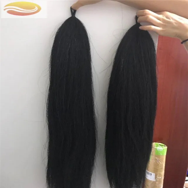 
Manufacture Triple Thickness Dyed Black 90cm False Horse Tail Hairs 