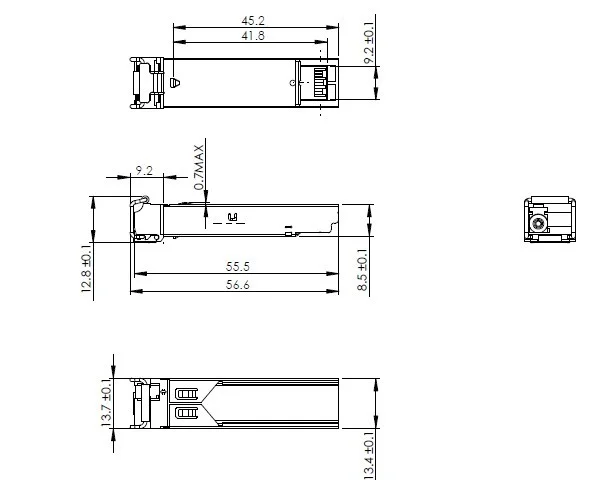 Fast Ethernet 20 км один разъем LC Двунаправленный SFP Трансивер волоконно-оптический модуль