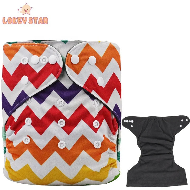 Lokeystar Pink Monkey Bamboo Charcoal Snap Button Adjustable Portable Waterproof Diaper Pants Baby Cloth Diapers