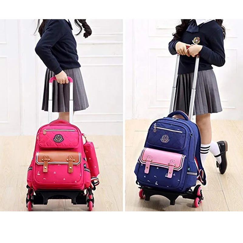Kids Rolling Backpacks with Trolley School Bag Wheeled Waterproof Removable luggage