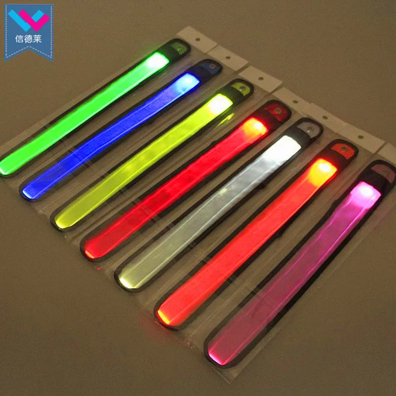 T-Worthy Led Slap Bracelet Custom Logo Outdoor Sports Safety Light Glow In the Dark Reflective LED Slap Bracelets