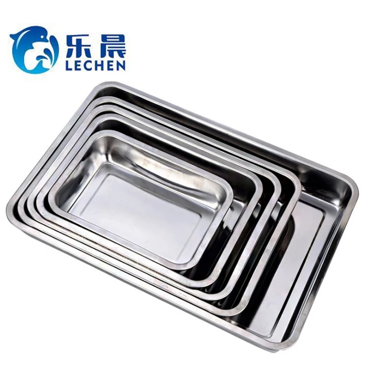 Rectangular Stainless Steel TraySquare Dish Food Fruit /Barbecue /Stainless Steel Plate Tray Dinner Plate Serving Tray for Hotel