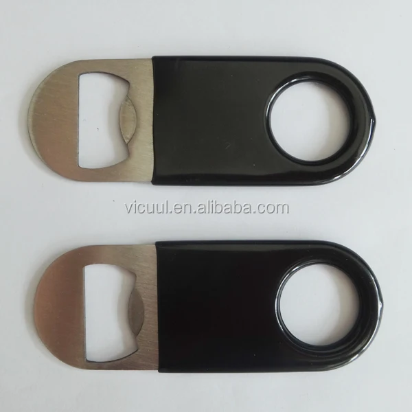 Custom wholesale PVC coated vinyl mini black stainless steel speed bottle opener