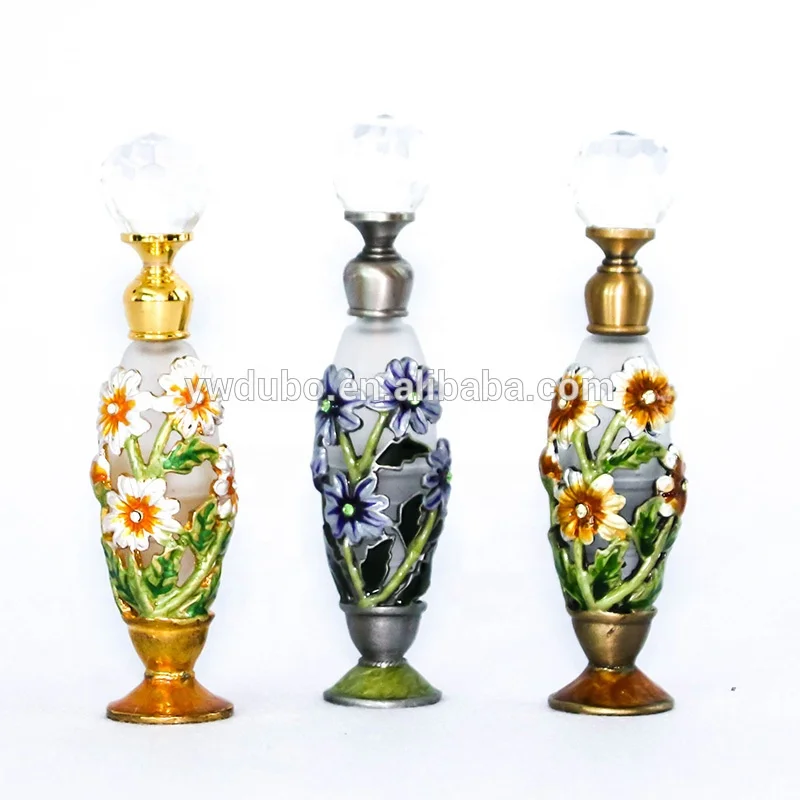 6ml Metal Flower Bee Pupa Shape Arabic Glass Perfume Bottle Attar Parfum Essential Oil Bottles#56339/56536/56341/56513