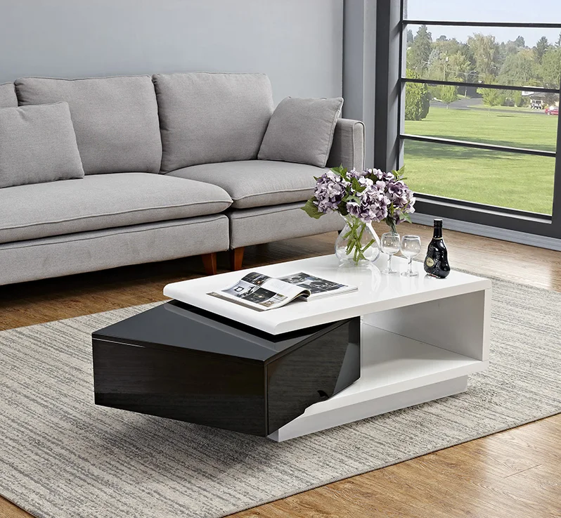 Factory Price China Oem Manufacturer High Quality Adjustable Rotating Glossy Coffee Table For Living Room