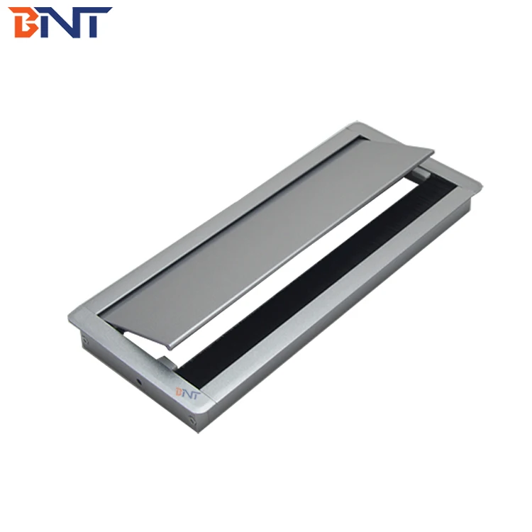 Aluminum cable management soft closing office desk wire cable grommet box