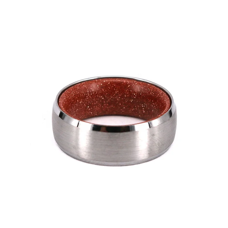 Custom Semi Stone Band,Custom Stone and Metal Welcome Fashion Man Woman White Tungsten and Red Sand Stone Band Wedding Ring