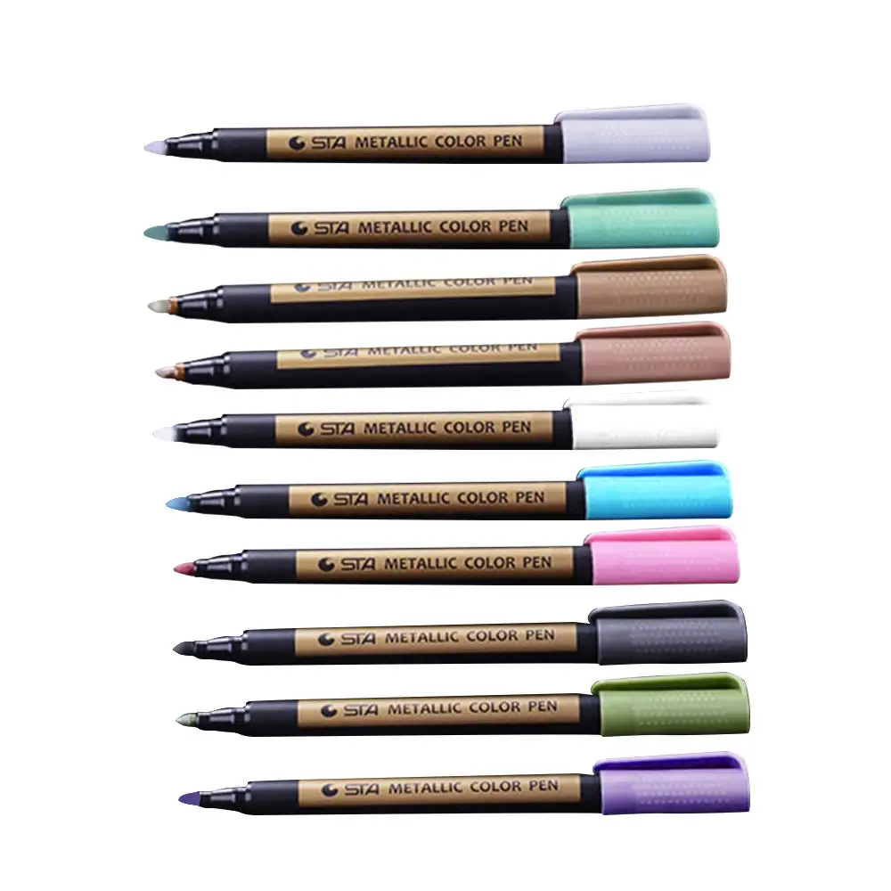 10 Colors Metallic Markers Pen Metallic Color Paint Pen for Ceramic Painting, Glass, Photo Album, Card Making