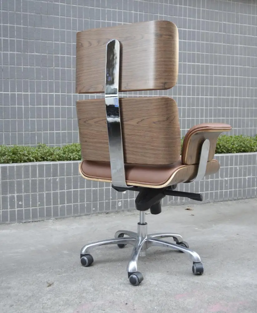 
Luxury Bent Plywood Swivel Executive Genuine leather office chair 