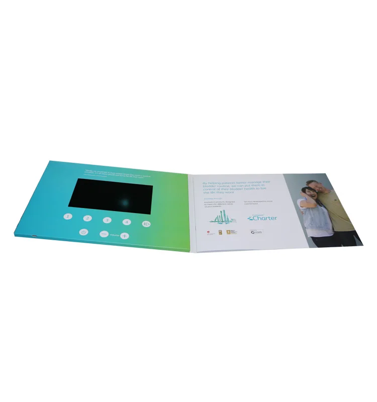 
7 inch promotional blank invitation digital brochure books advertising marketing lcd video screen book 
