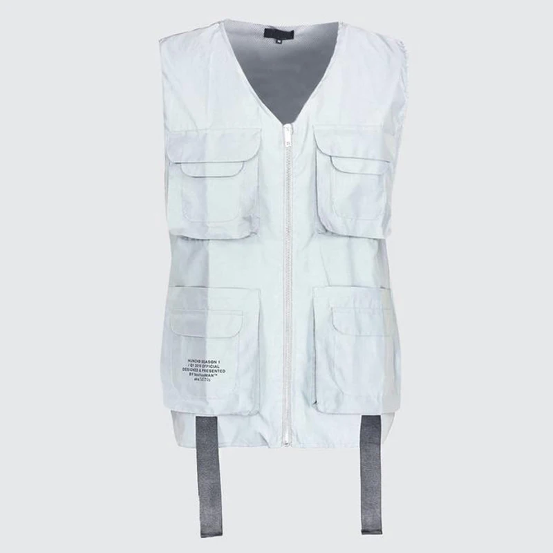 wholesale custom high quality mens fashion reflective sleeveless utility cargo vests
