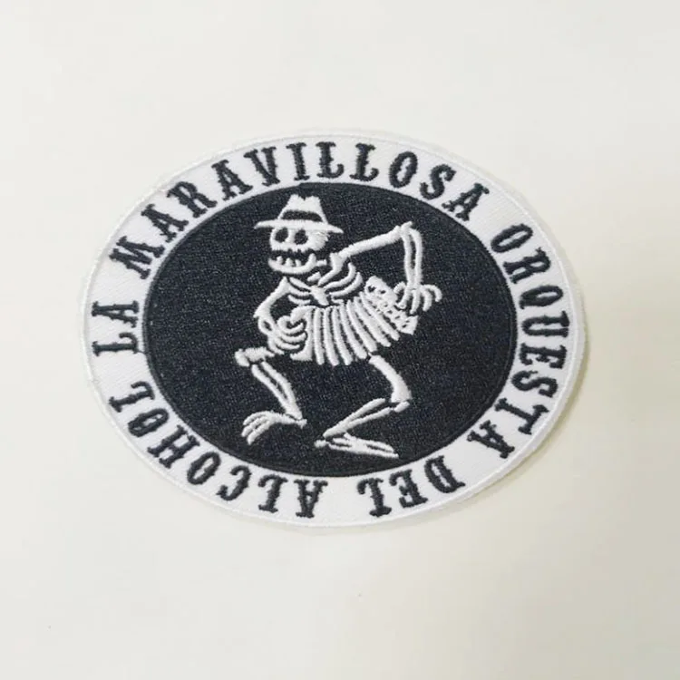 Fr clothing shoulder patches, jeans embroidery badge design, woven patch