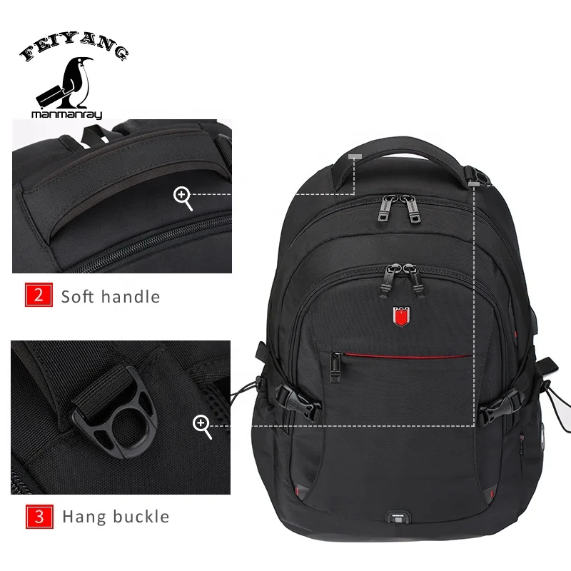 Laptop canvas backpack school backpack bag with USB charging port custom logo