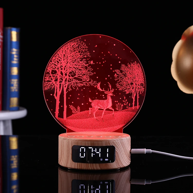 3D Wireless Night Light Speaker Lamp LED Speaker With LED Light
