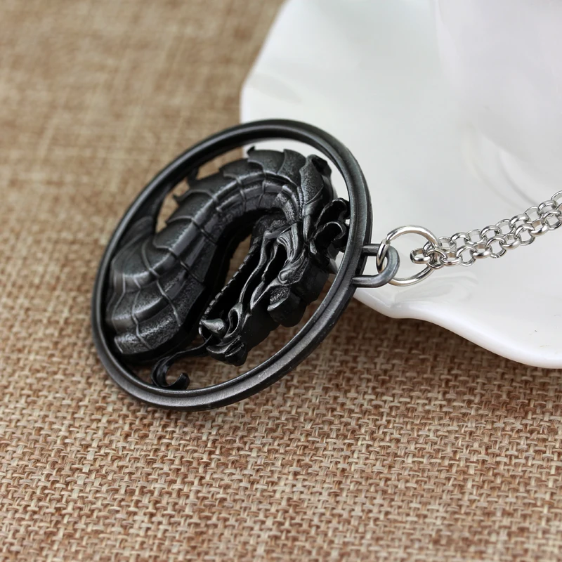 Movie Jewelry Fighting Games Mortal Kombat necklace dragon Jane Empire Vintage Big Pendant For Men Women Christmas Cosplay Gift
