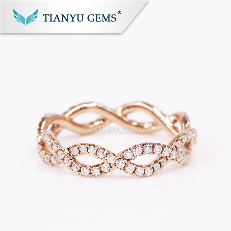 оптовая продажа с фабрики индивидуальные модные женские твист дизайн розовое золото moissanite обручальное