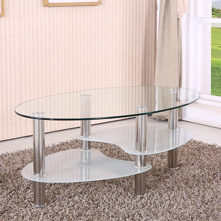 New design latest popular modern black glass top coffee table for living room