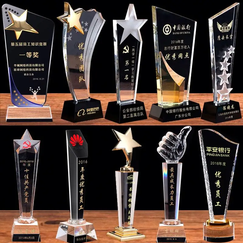 K9 crystal souvenir with metal novel design wholesale star trophy medal plaque award for sports music dance events