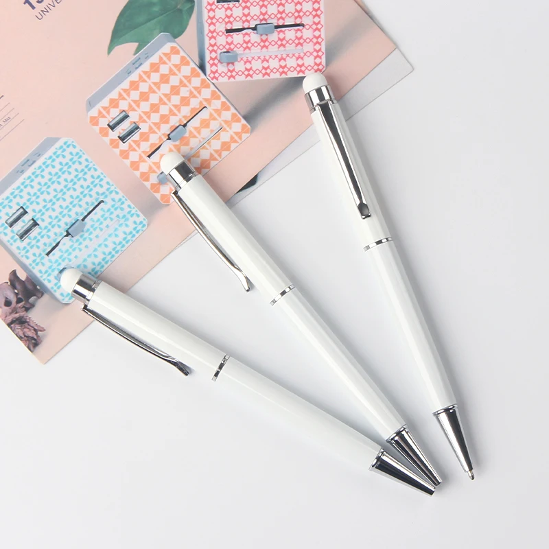 Wholesale cheap good quality custom logo color metal stylus ball pen touch screen pen