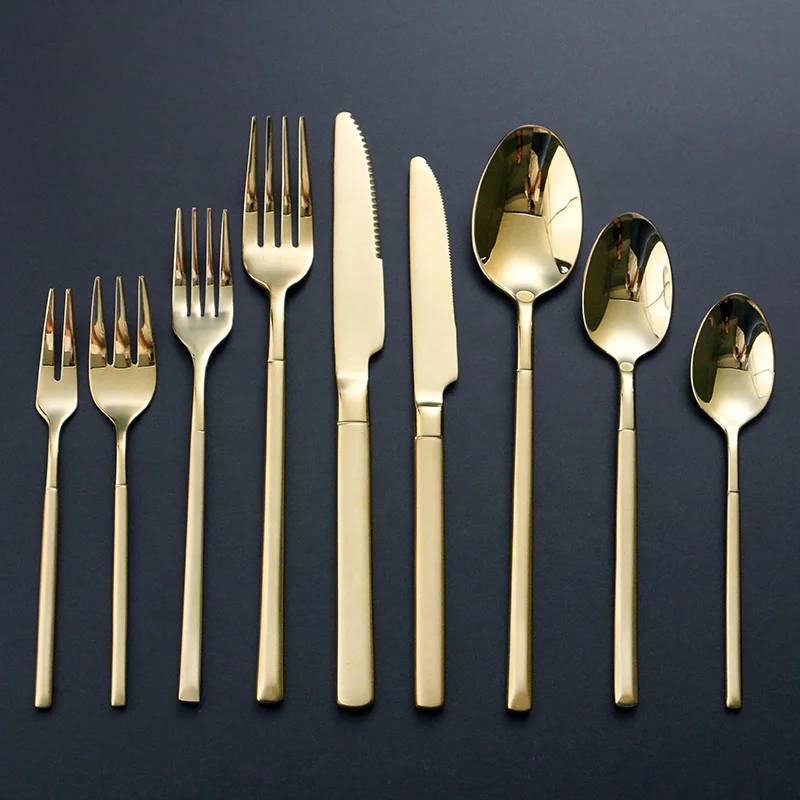 Wedding gifts for guests promotion travel silverware set gold cutlery set