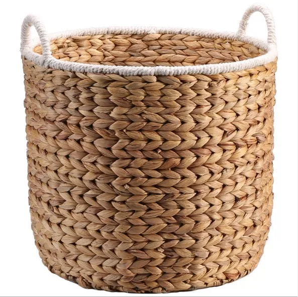 New design natural water hyacinth laundry baskets Hotel use handmade hot sell woven rattan laundry basket for washing clothings