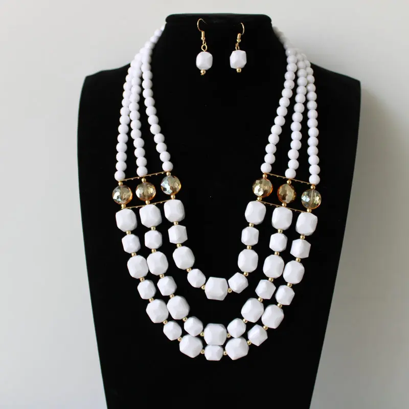 2019 New design african women statement costume colorful beaded necklace set jewelry