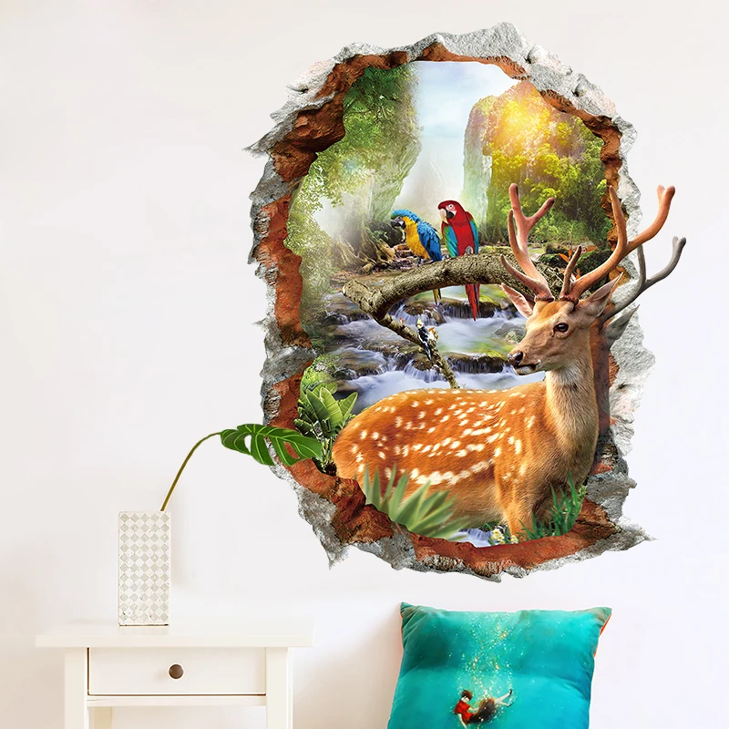 Sika deer of new design decor self adhesive 3D pvc or vinyl wall stickers