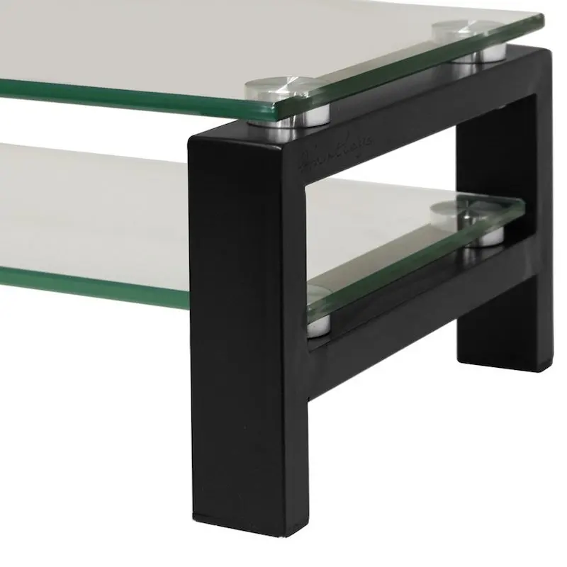 Wholesale Living Room Furniture Black Tempered Glass Top Wood Coffee glass side table