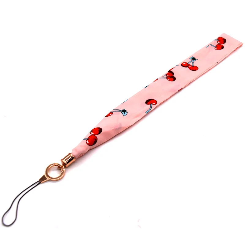 
Wholesale unique design beautiful cherry scarf lanyard for cell phone case 