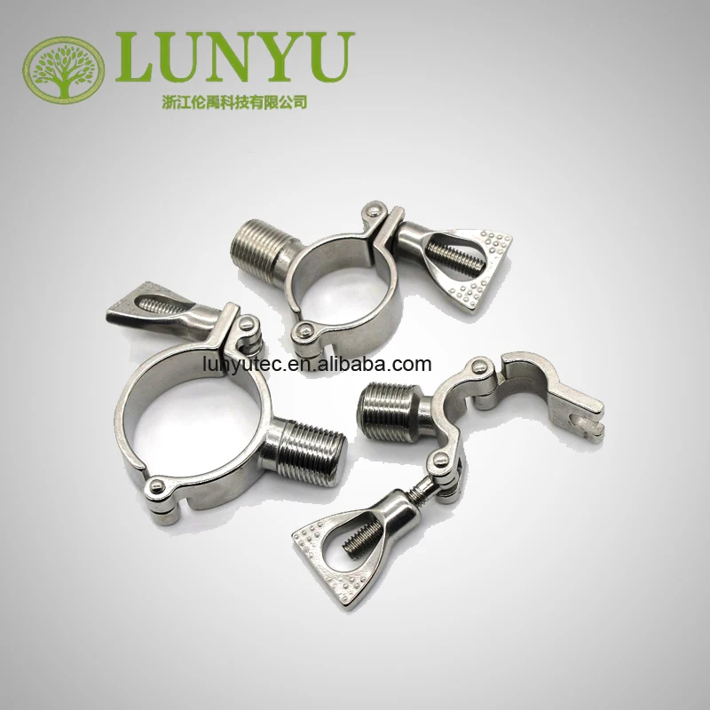 Stainless Steel Sanitary Clamp Tube Holder  With Thread Connection