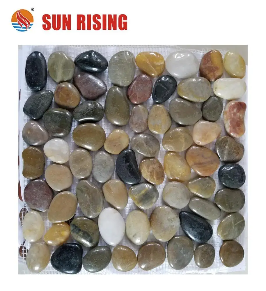 High Quality Pure  White Hone finished pebble tile