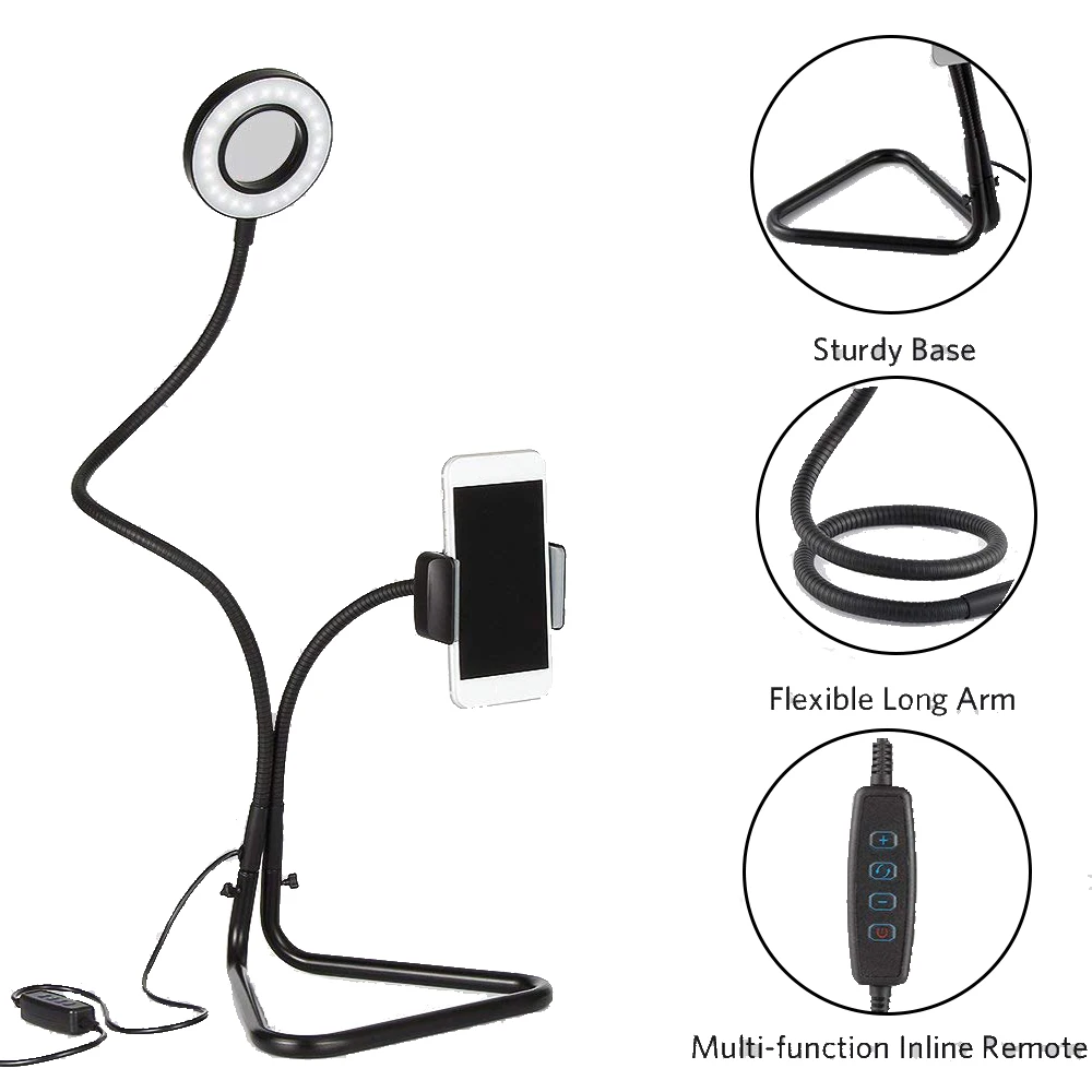 Top Shipping 3 Light Color Live Show Selfie Ring Light Phone Holder