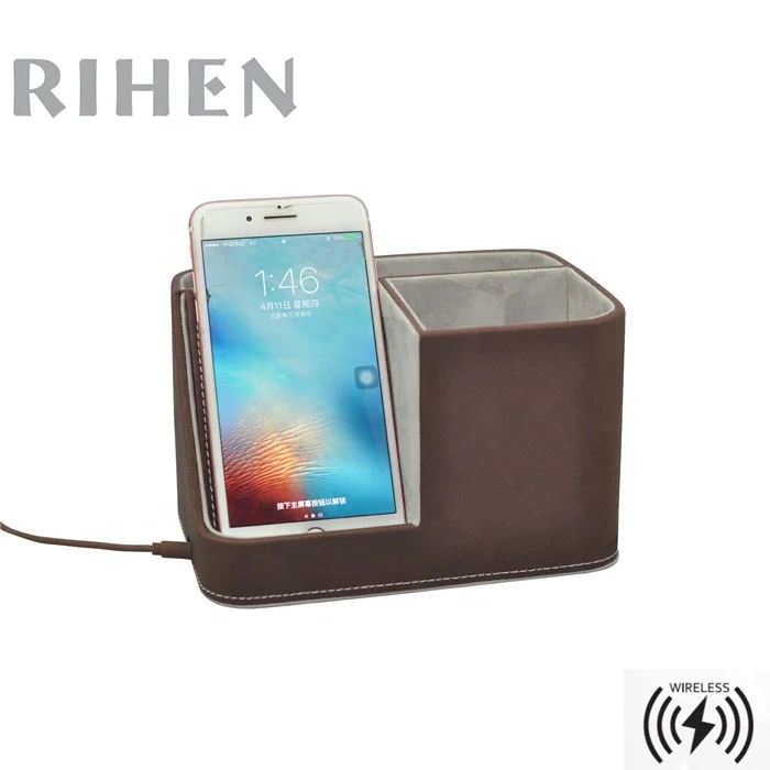 
10W PU Leather Pen Holder wireless charger 