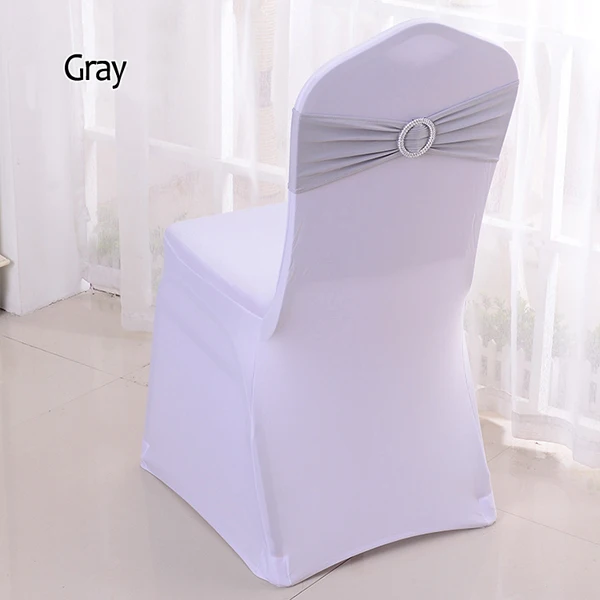 
Wholesale Wedding Chair ties Decoration Lycra Spandex Chair Band With Round Buckle For Wedding Banquet 