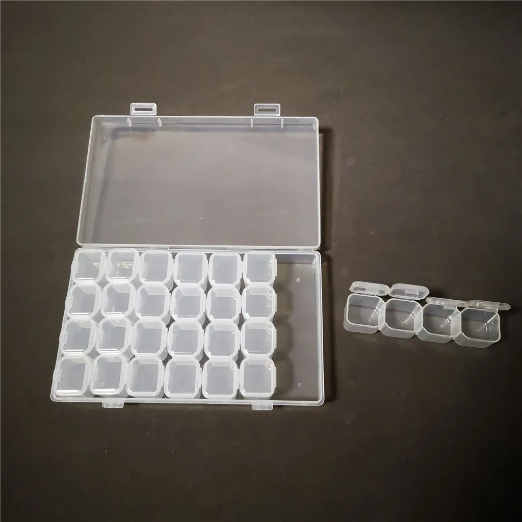 28 Grid Jewelry Diamond Painting Detachable Plastic Transparent Rhinestone Nails Art Container Bead Storage Box