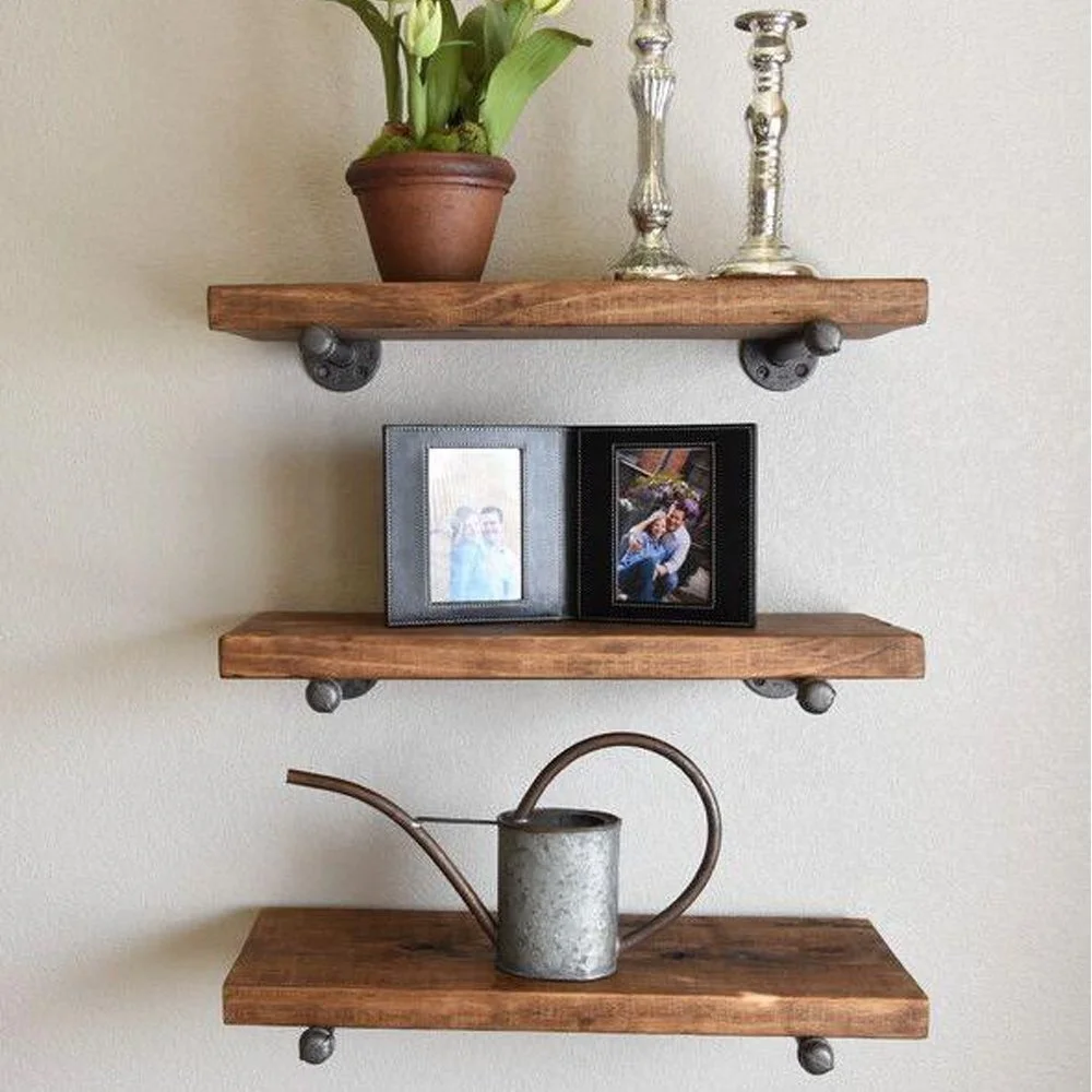 
Retro Black Iron Industrial Mounting Pipe Shelf Bracket Holder S/M/L Brackets Wall Floating Shelf Home Decor Storage 
