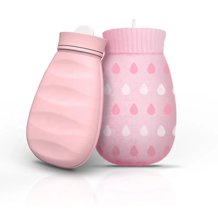 
Cute cold carton food grade silicone hot water bag with cloth cover for hand warmer 