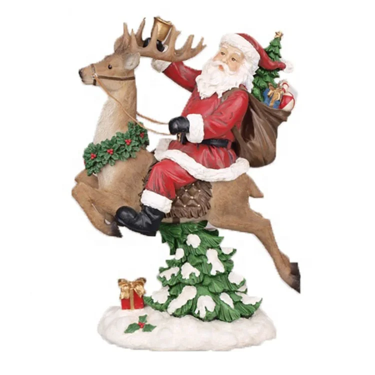 New arrive Tabletop Santa Cervo Hirsch veado Ciervo Cerf promo holiday decor Christmas fiberglass resin deer statue