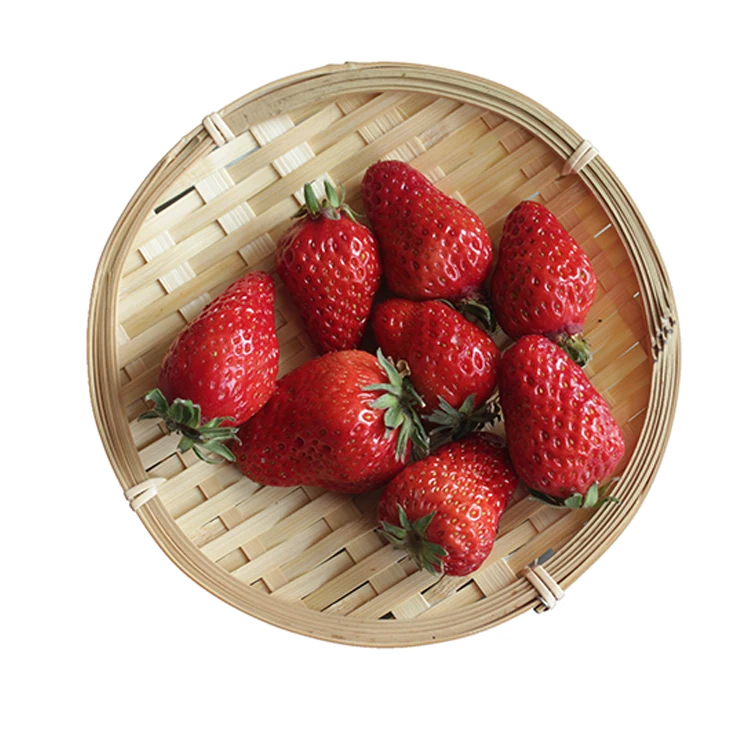 2023 Natural Bamboo Round Weaving Fruit Basket Storage Basket