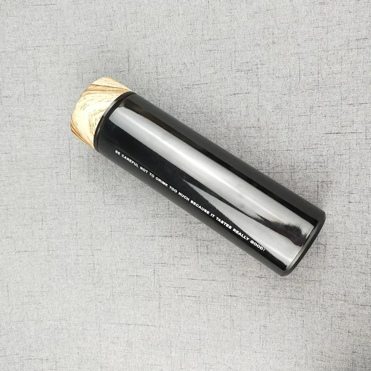 High quality modern design stainless steel water bottle with wooden lid