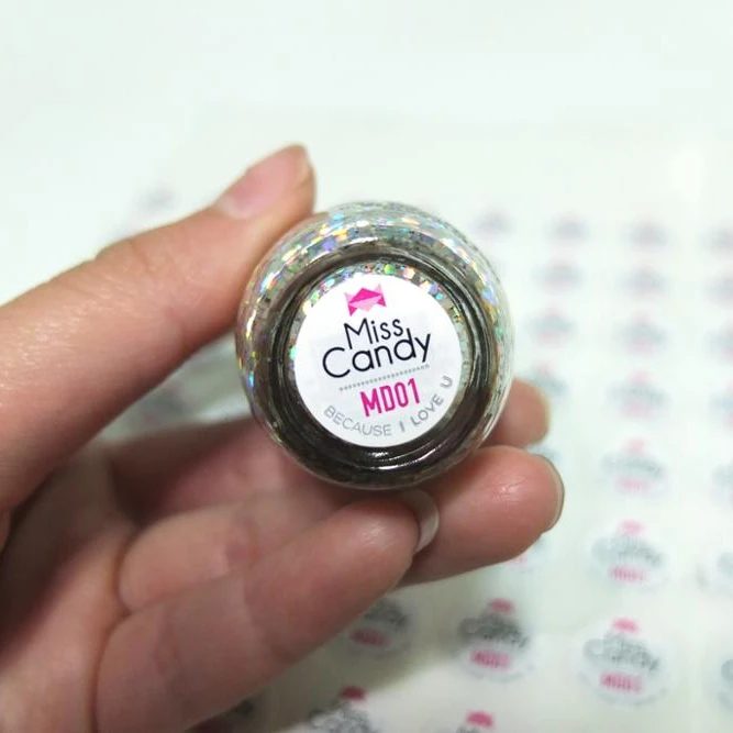 Waterproof Private Label Cosmetic Nail Polish Double Layer Label Sticker Custom PVC Plastic Seal Bottle Label Sticker