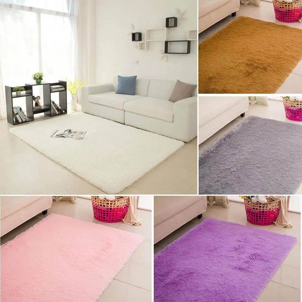 Fluffy Rugs Pad Anti Slip Doormat Home Carpet Bedroom Living Room Floor Mat Soft