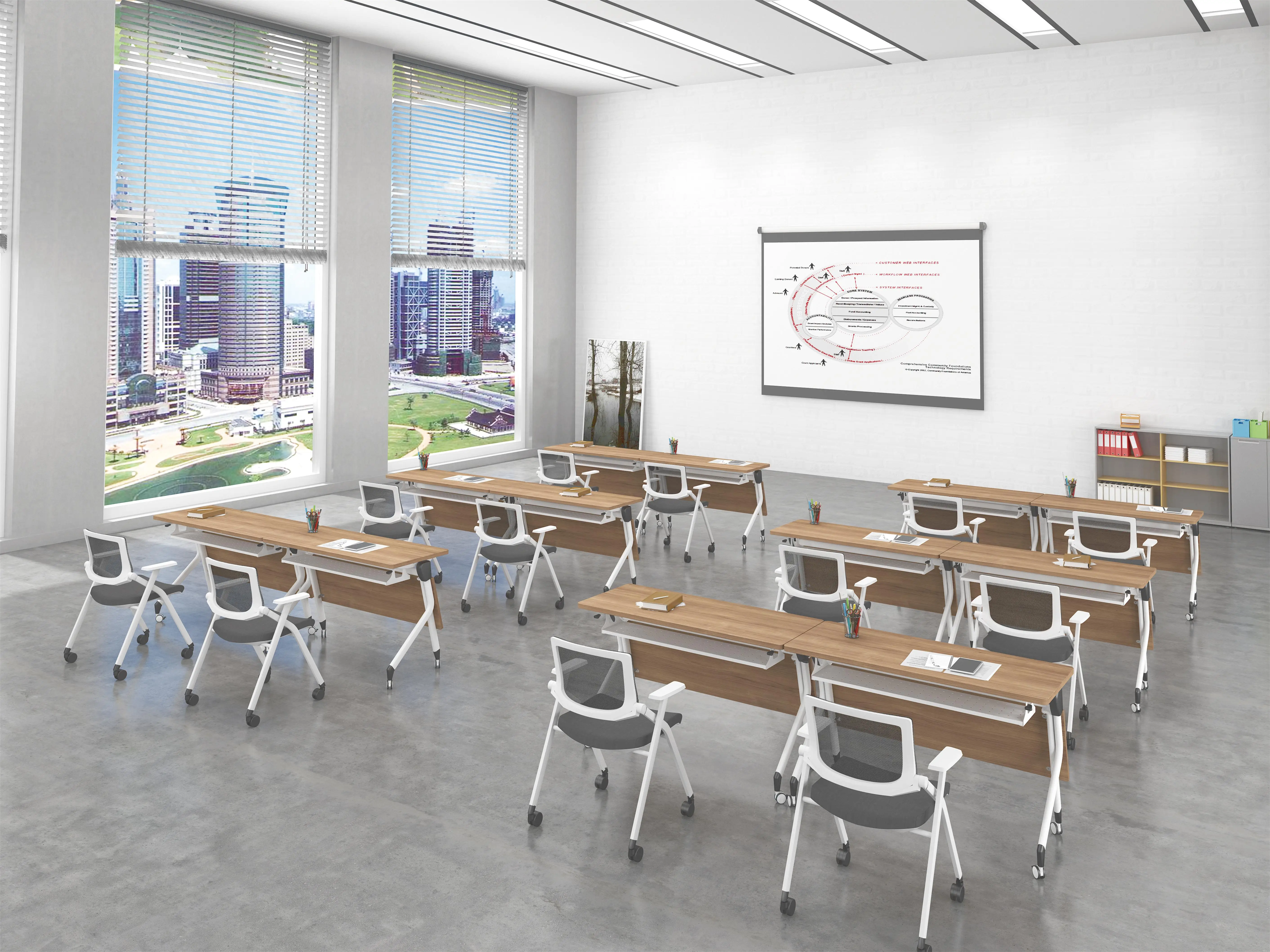 
Modern portable folding training table modular training room table flip top training table for office 