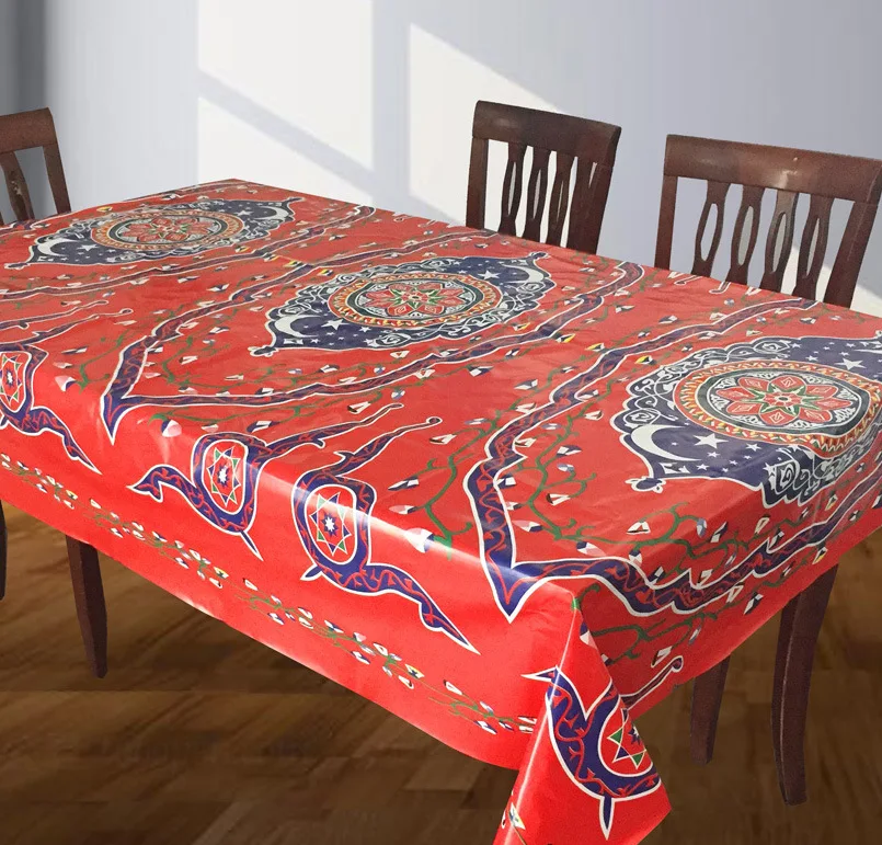 Muslim Ramadan Design PVC Table Cloth Printed Islamic Pattern Embroidered Tablecloth