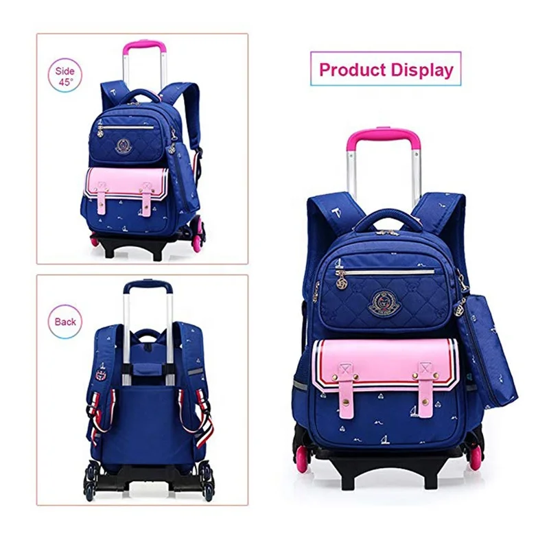 Kids Rolling Backpacks with Trolley School Bag Wheeled Waterproof Removable luggage