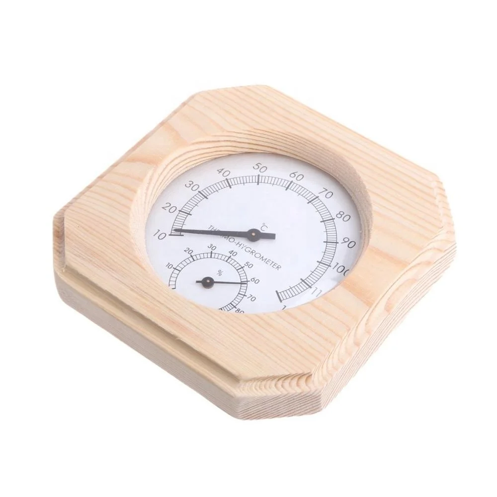 Single Sauna Wooden Hygrothermograph Thermometer Hygrometer Sauna Room Accessory