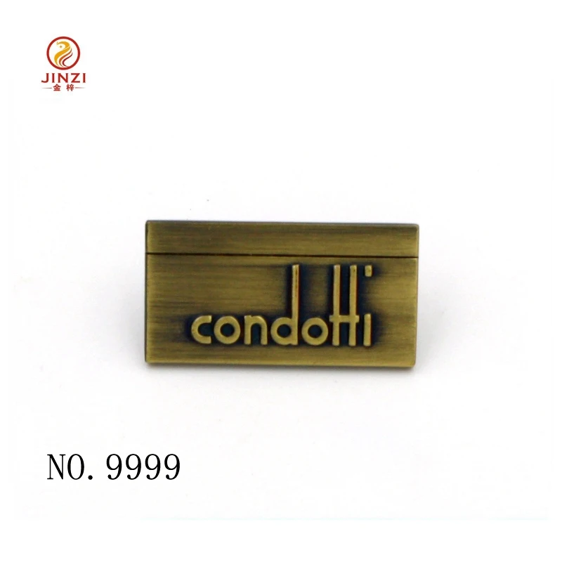 Fashion handbags hardware various type engraved logo brass metal plate