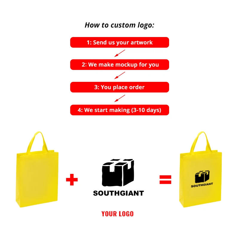 Custom Logo Printed Recycle Ultrasonic Grocery Tote Fabric PP Nonwoven Non Woven Shopping Bag