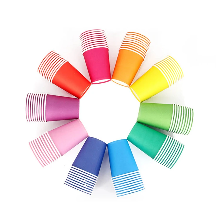 Cheap Wholesale Colorful Disposable Juice Cup Baby DIY Decoration Paper Cups for Party